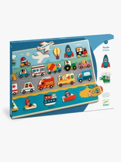 Spil & Puslespil|Djeco Træpuslespil Vroom 22 Brikker Rød/Blå/Orange