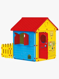 Udeleg|DOLU Legehus m. Stakit, Rød/Blå/Gul