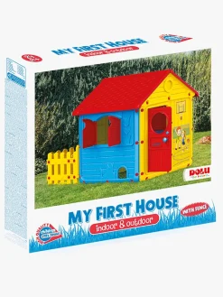 Udeleg|DOLU Legehus m. Stakit, Rød/Blå/Gul