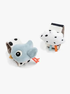 Babylegetøj|DoneByDeer Done By Deer Håndledsrangle Happy Clouds 2-pak, Blue Blå/Sort/Hvid