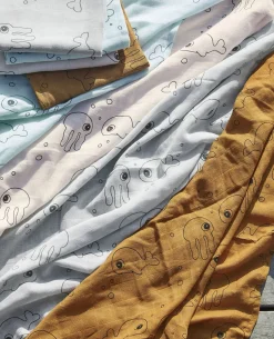 DoneByDeer Stofbleer, Nusseklude & Babytæpper-Done By Deer Stofble Sea Friends 120x120 2-pak, Blue