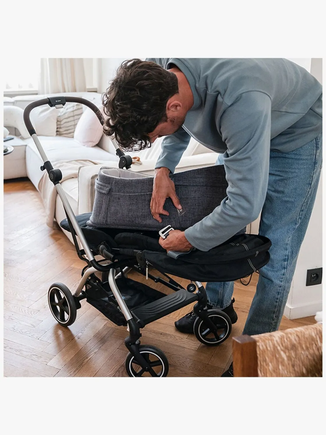 Børnesenge & Tilbehør|Doomoo Babynest/lift 3-i-1, Grå