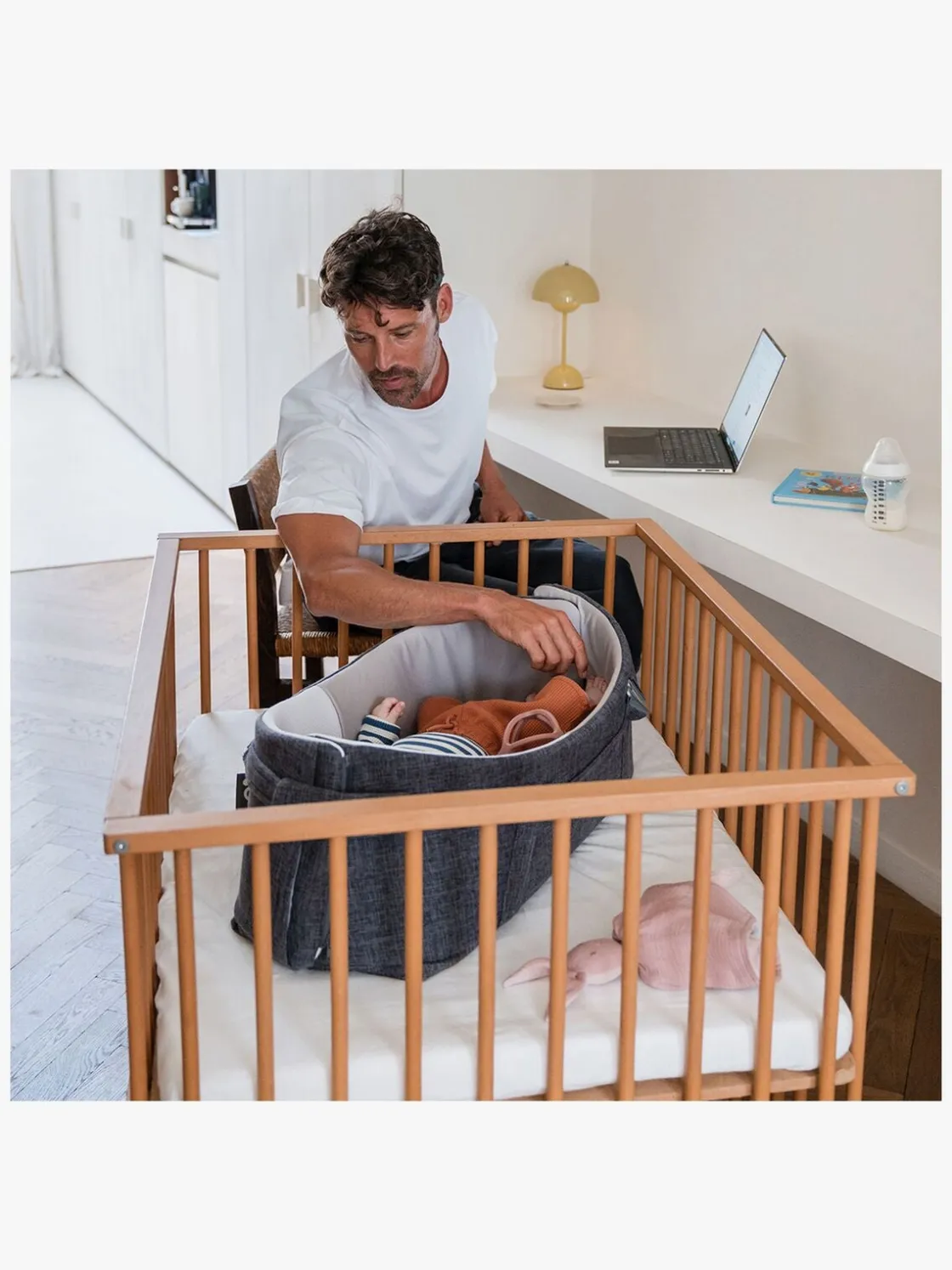 Børnesenge & Tilbehør|Doomoo Babynest/lift 3-i-1, Grå