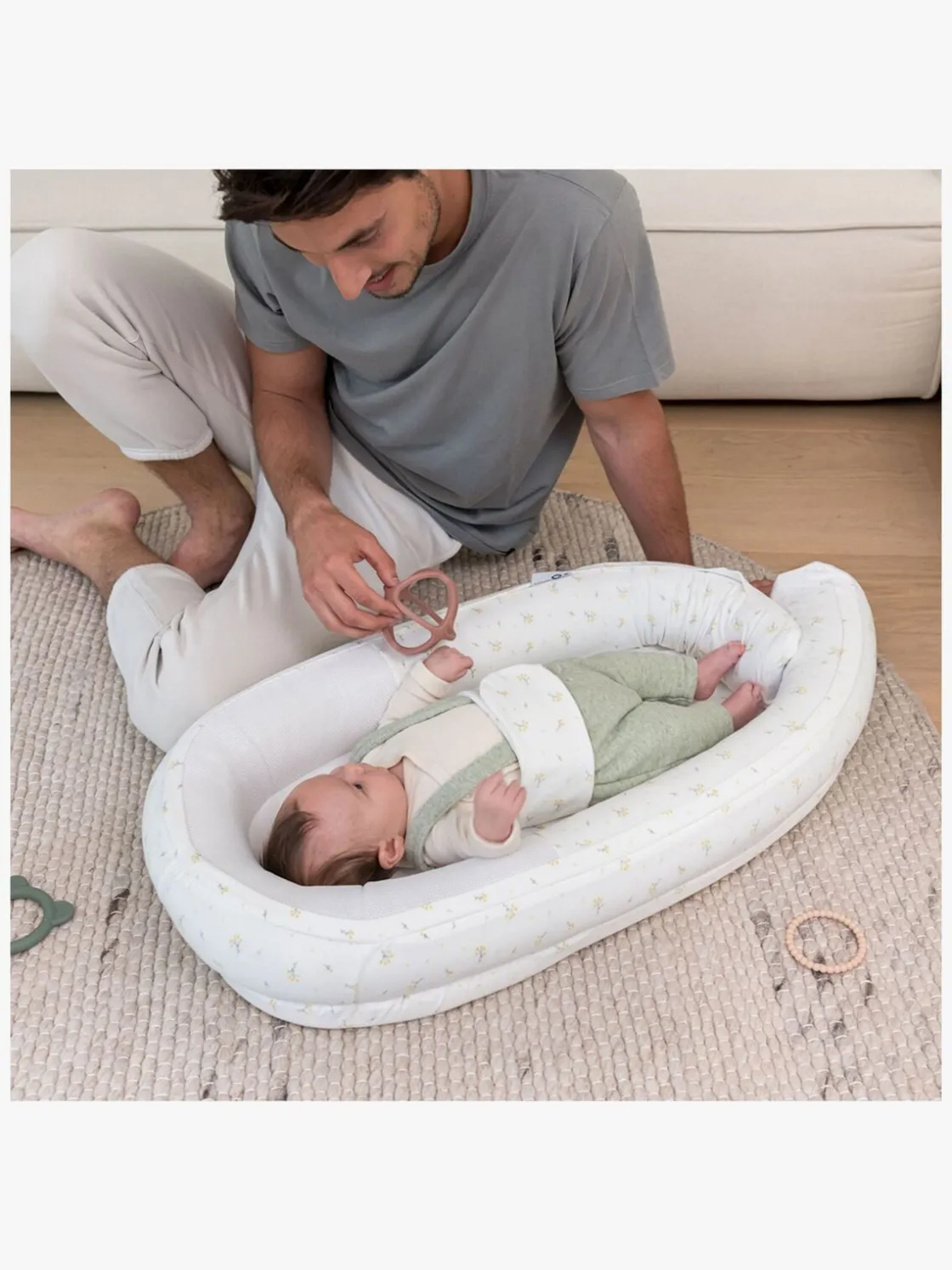 Børnesenge & Tilbehør|Doomoo Cocoon Babynest Blomster, Gul