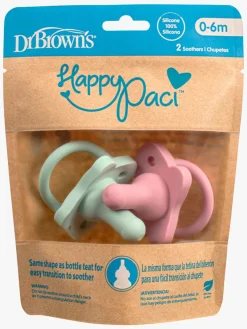 Sutter & Suttesnore|DrBrown Dr. Brown's All-Silicone Sut, 2-pak, Lyserød/Grøn Grøn/Lyserød