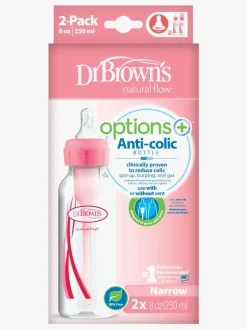 Spisetid|DrBrown Dr. Brown's Option+ Smal Hals Sutteflaske 250 ml 2-pak, Lyserød Lyserød