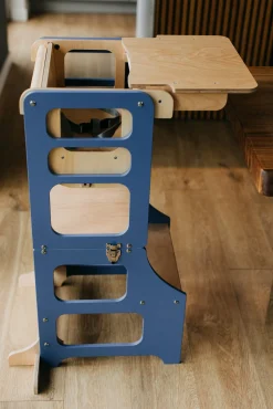 Børn DuckWoodworks Børnemøbler-Duck Woodworks 3-i-1 Sammenklappeligt Læringstårn med Højstol, Blå