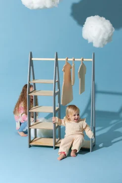 Børnemøbler|DuckWoodworks Duck Woodworks Knagerække med Hylder, Grå