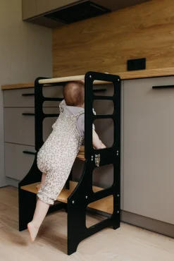 Børnemøbler|DuckWoodworks Duck Woodworks Sammenklappeligt Læringstårn, Sort