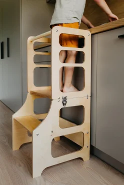 Børnemøbler|DuckWoodworks Duck Woodworks Sammenklappeligt Læringstårn, Natur