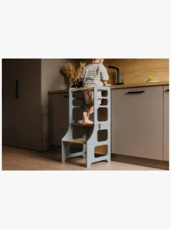 Børnemøbler|DuckWoodworks Duck Woodworks Sammenklappeligt Læringstårn, Grå