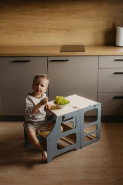 Børnemøbler|DuckWoodworks Duck Woodworks Sammenklappeligt Læringstårn, Grå