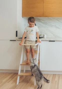 Børn DuckWoodworks Børnemøbler-Duck Woodworks Sammenklappeligt Læringstårn, Hvid