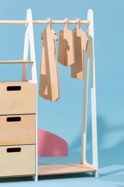 Børn DuckWoodworks Børnemøbler-Duck Woodworks Tøjstativ med Skuffer, Hvid