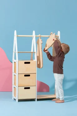 Børn DuckWoodworks Børnemøbler-Duck Woodworks Tøjstativ med Skuffer, Hvid