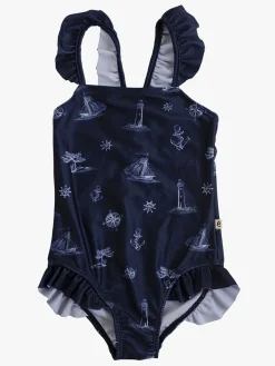 Børn Ebbe Uv & Strand-Badedragt, Mønstret/Blå