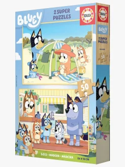 Spil & Puslespil|Educa Bluey Træpuslespil 2x50 Brikker