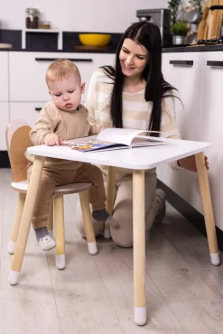 Børnemøbler|FamilySCL Family-SCL Kanin Bord & Stol Sæt, Hvid