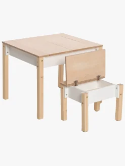 Børnemøbler|FamilySCL Family-scl Smart Opbevaring Bord med Stol, Hvid