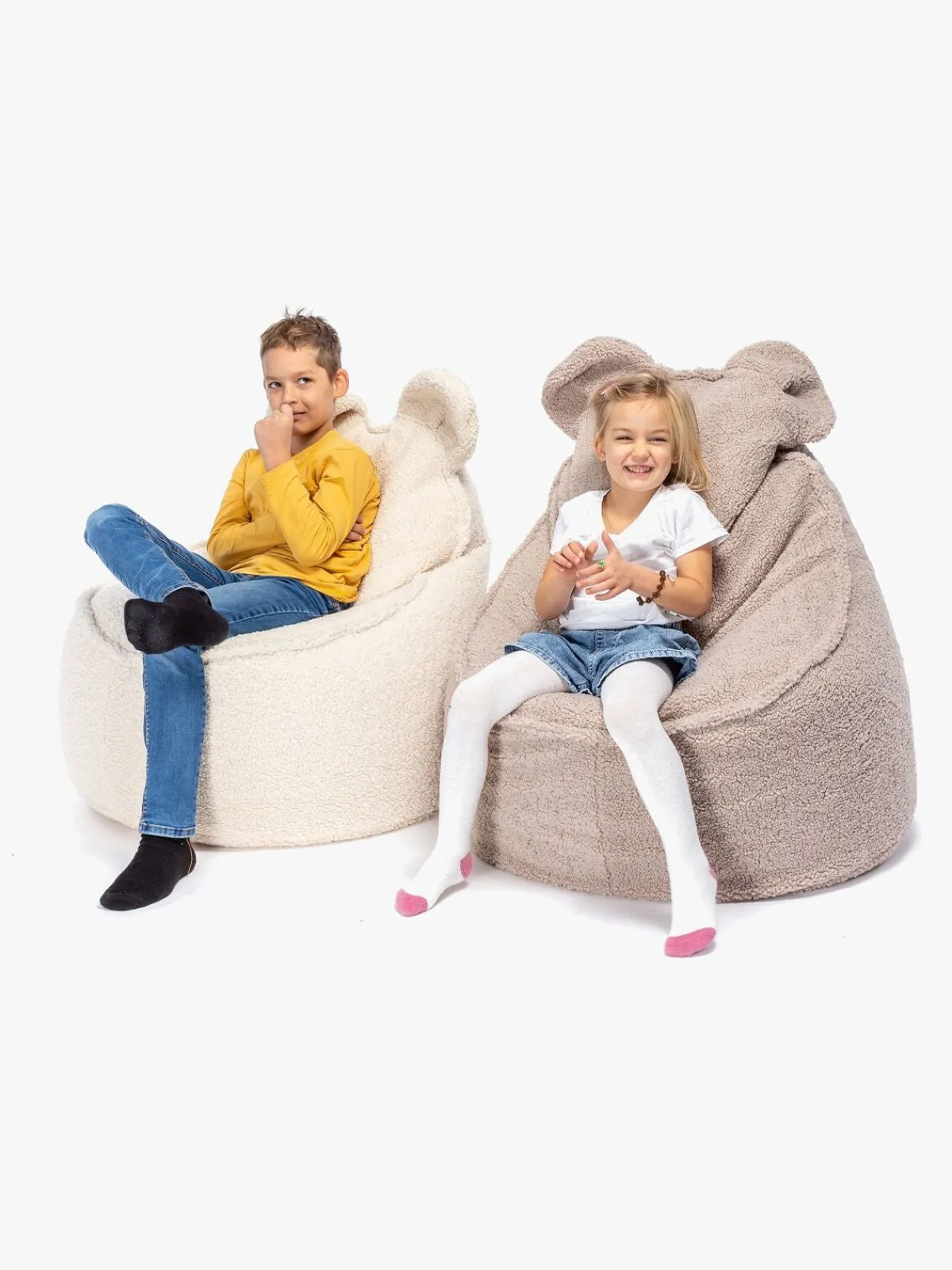 Børnemøbler|Furini Yogi Sækkestol Bouclé, Creme