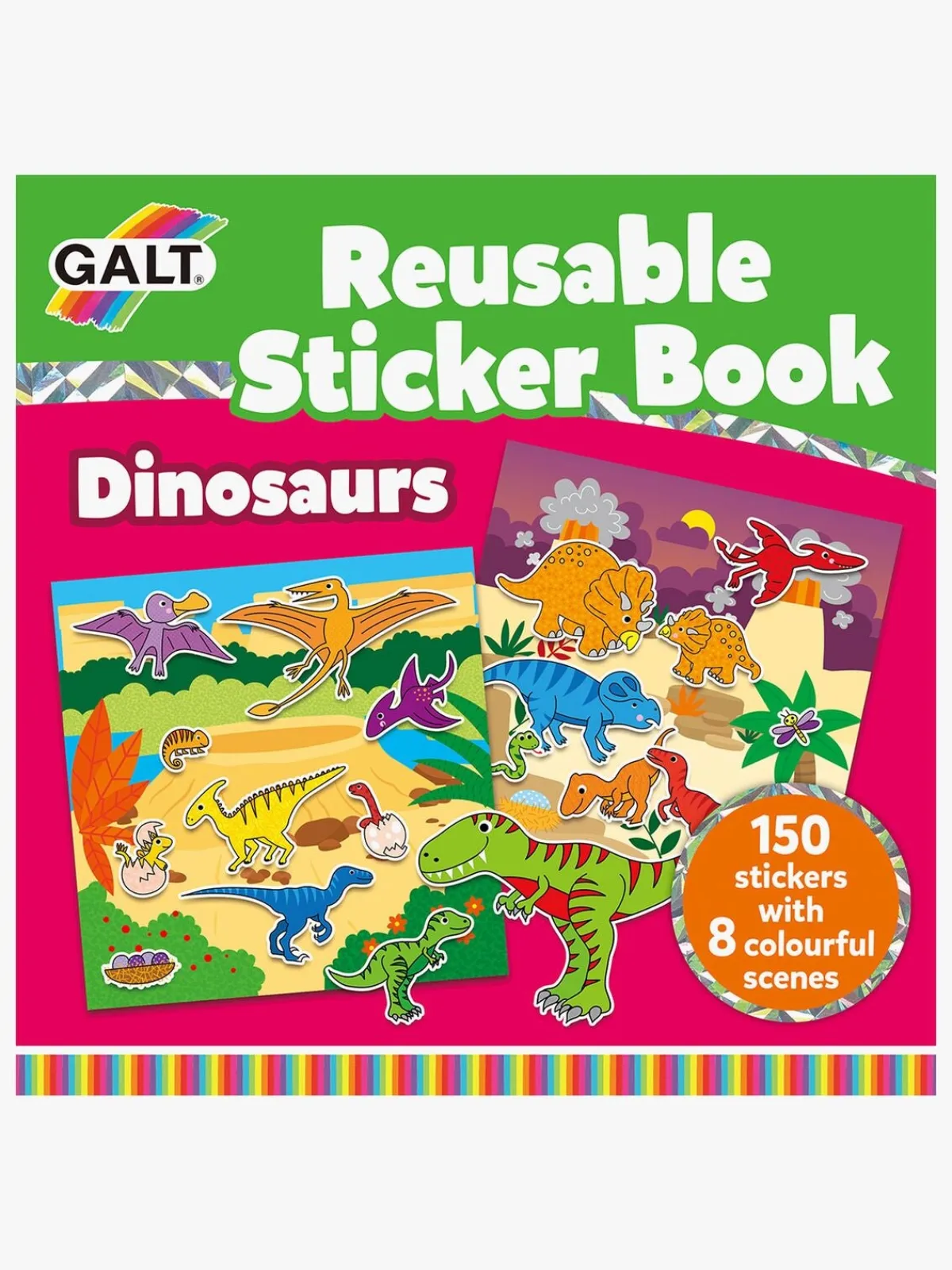 Galt Kreativt Legetøj-Klistermærkebog Genanvendelig Dinosaur