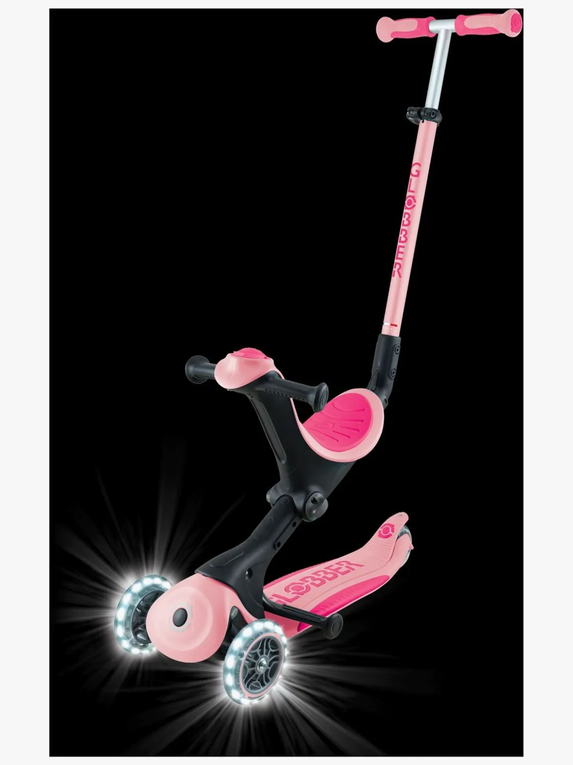 Løbehjul|Globber Go-Up Deluxe Lights Trehjulet Løbehjul, Pastel Pink Lyserød