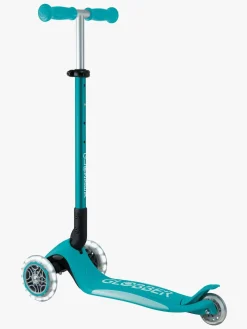 Globber Løbehjul-Primo Sammenklappelig Plus Lights V2 Trehjulet Løbehjul, Aqua blå