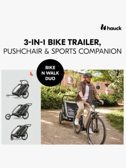 Aktivitetsvogne|Hauck Bike N Walk Cykelanhænger, Light Grey