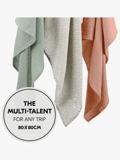 Stofbleer, Nusseklude & Babytæpper|Hauck Cuddle N Clean Tæppe/ Stofble i Musselin 3-pak, Sage/Beige/Dots/Cork Grøn/Lyserød/Beige