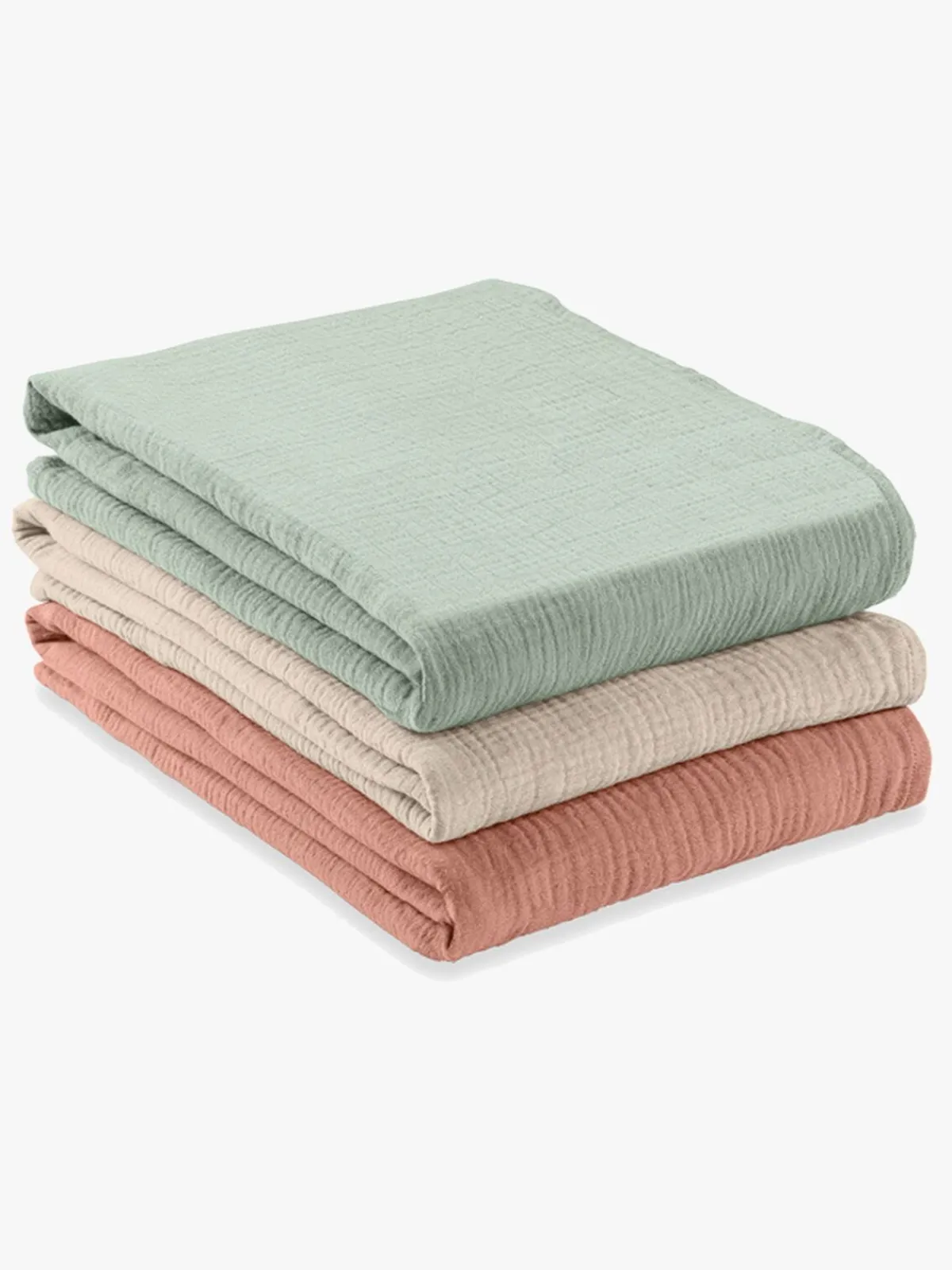 Hauck Stofbleer, Nusseklude & Babytæpper-Cuddle N Clean Tæppe/ Stofble i Musselin 3-pak, Sage/Beige/Cork