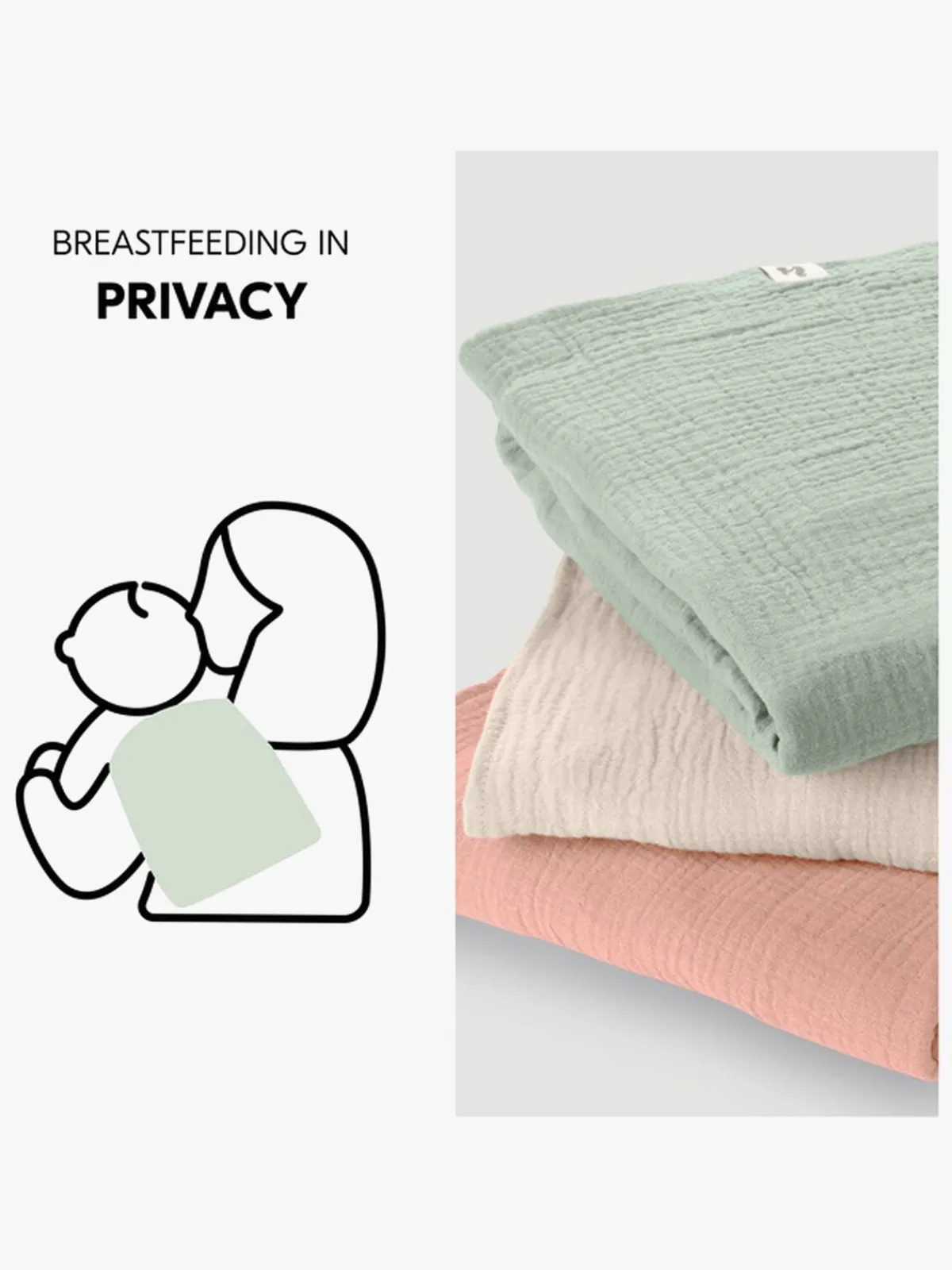 Hauck Stofbleer, Nusseklude & Babytæpper-Cuddle N Clean Tæppe/ Stofble i Musselin 3-pak, Sage/Beige/Cork