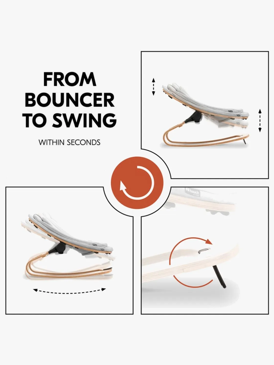 Højstole & Tilbehør|Hauck Eco 3-i-1 Skråstol til Højstol, Light Grey