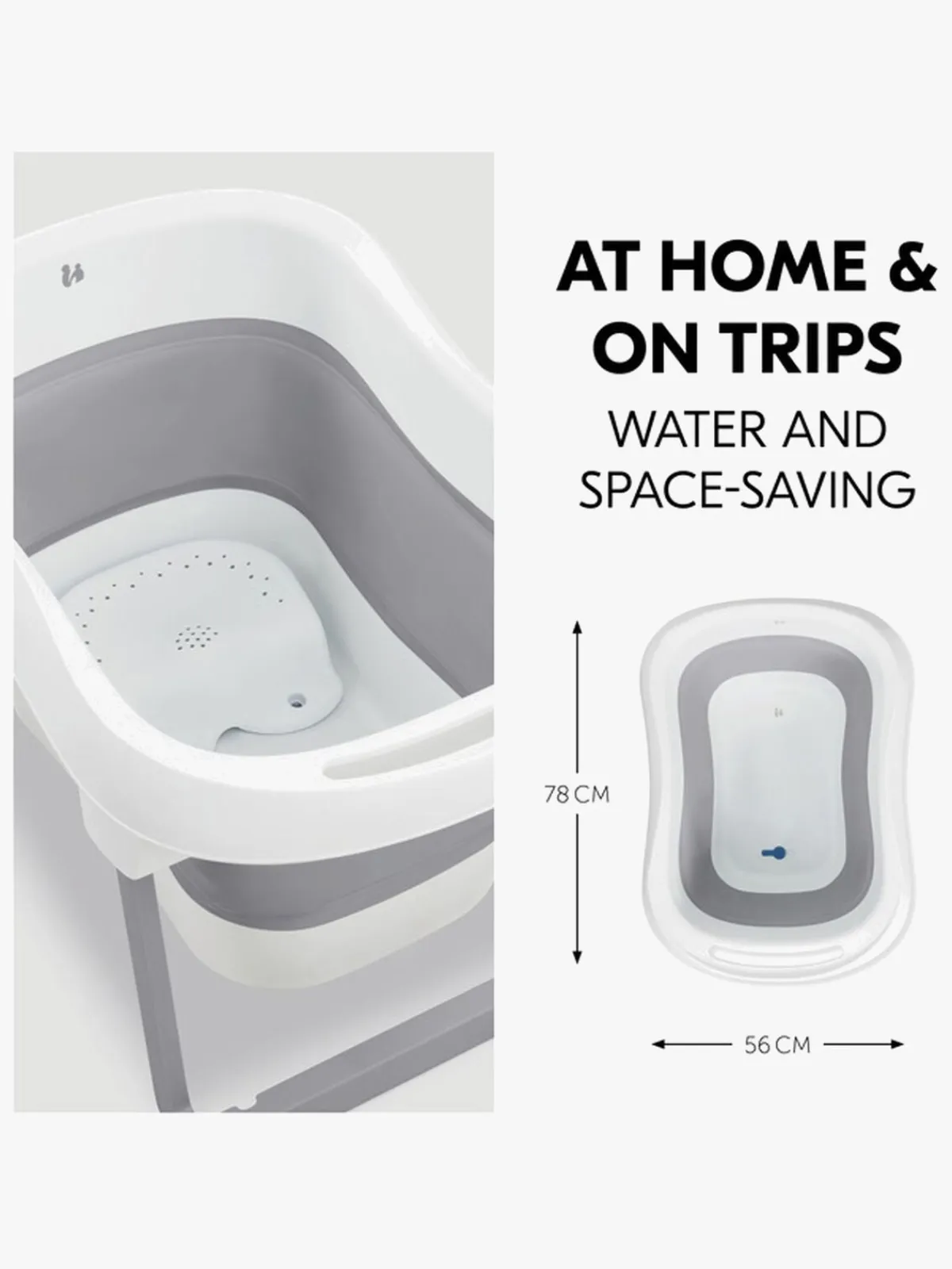 Badeværelset|Hauck Wash N Fold Badekar L, White/Stone Grå/Hvid