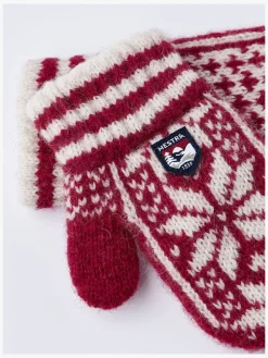 Uldtøj|Tilbehør|Hestra Kid's Nordic Vanter, Red/Offwhite