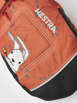 Børn Hestra Tilbehør-Vanter Baby Zip Long, Orange Print