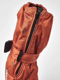 Børn Hestra Tilbehør-Vanter Baby Zip Long, Orange Print