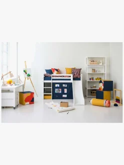 Børnesenge & Tilbehør|Hoppekids ECO Dream Halvhøj Seng med Rutsjebane og Stige 90x200, Hvid