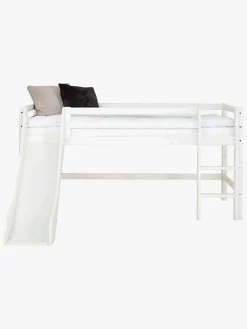 Børnesenge & Tilbehør|Hoppekids ECO Dream Halvhøj Seng med Rutsjebane og Stige 70x170, Hvid
