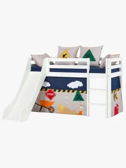 Børnesenge & Tilbehør|Hoppekids ECO Dream Halvhøj Seng med Rutsjebane og Stige 70x170, Hvid