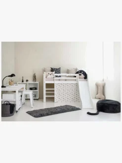 Børnesenge & Tilbehør|Hoppekids ECO Dream Halvhøj Seng med Rutsjebane og Stige 70x170, Hvid