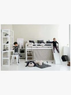 Børnesenge & Tilbehør|Hoppekids ECO Dream Halvhøj Seng med Rutsjebane og Stige 70x170, Hvid