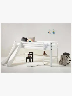 Børnesenge & Tilbehør|Hoppekids ECO Dream Halvhøj Seng med Rutsjebane og Stige 70x170, Hvid