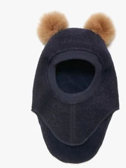 Tilbehør|Uldtøj|Huttelihut Elefanthue i Uld med Pomponer, Dark Navy