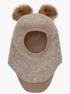 Børn Huttelihut Tilbehør|Uldtøj-Elefanthue i Uld med Pomponer, Camel Melange