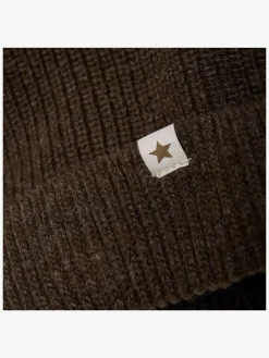 Uldtøj|Tilbehør|Huttelihut Hue Merinould med Pomponer Alpaka, Dark Brown Melange