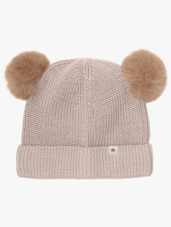 Børn Huttelihut Uldtøj|Tilbehør-Hue Merinould med Pomponer, Camel Melange