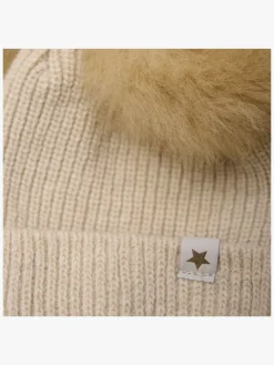 Uldtøj|Tilbehør|Huttelihut Hue Merinould med Pomponer Alpaka, Sand Melange