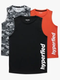 Hyperfied Sportstøj-Bounce Tank Top 3-pak, Black/Camo Black/Koi