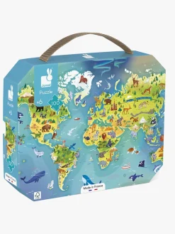 Janod Spil & Puslespil-Puslespil Verdenskort 100 Brikker