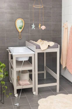 Pusleborde|JLY Dream Puslebord med Badebalje, Warm Grey Grå